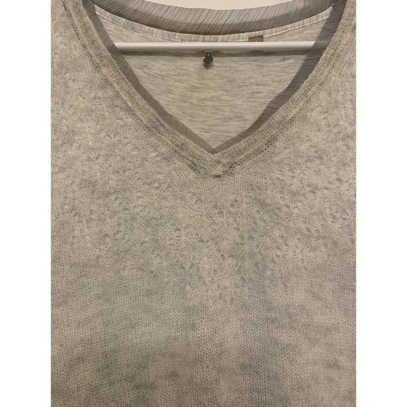Knitted & Knotted Anthropologie Alpaca Wool Blend Sweater V-Neck Layered Grey S - Picture 9 of 14